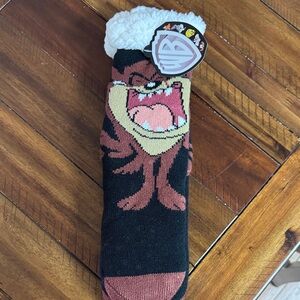 TAZ Adult Sherpa Lined Slipper Socks New With Tags One Size